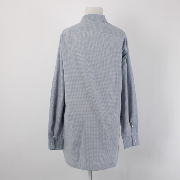 Burberry Shirt Sz 16.5 Navy Blue White Collared Button Down 100% Cotton Shirt - Picture 6 of 12